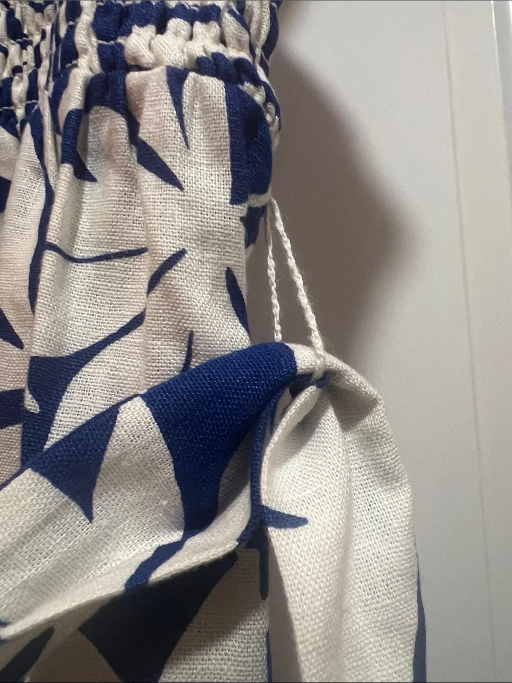 kate spade Blue and White Smocked Tropical Jumpsuit